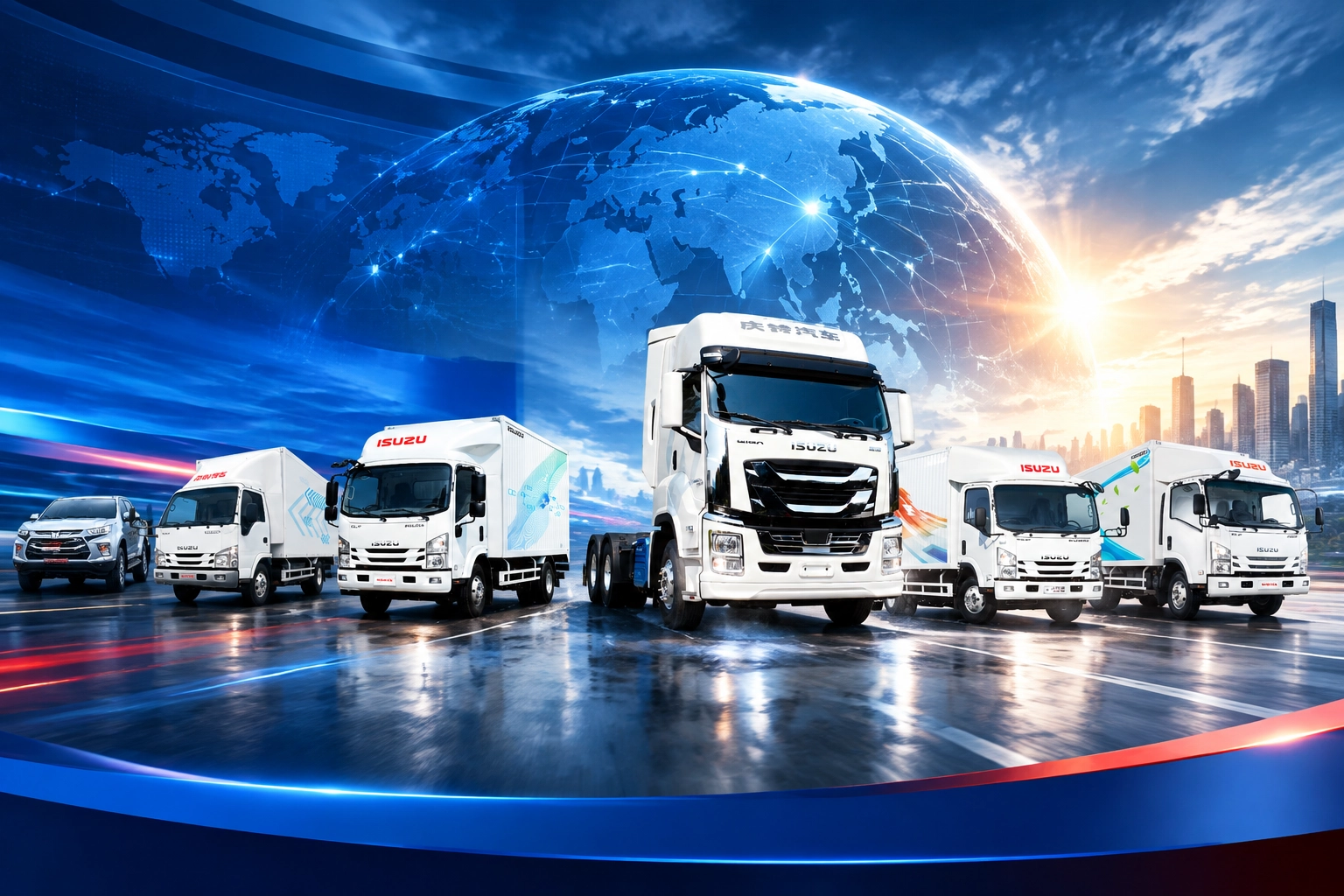 China Isuzu Light Medium and Heavy Duty Commercial Trucks Fleet